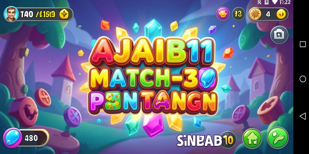 Screenshot AJAIB11 yang menunjukkan gameplay Match-3 yang menantang.