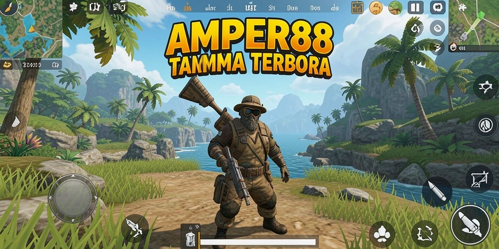 Screenshot gameplay AMPER88 yang menunjukkan dunia terbuka yang luas.