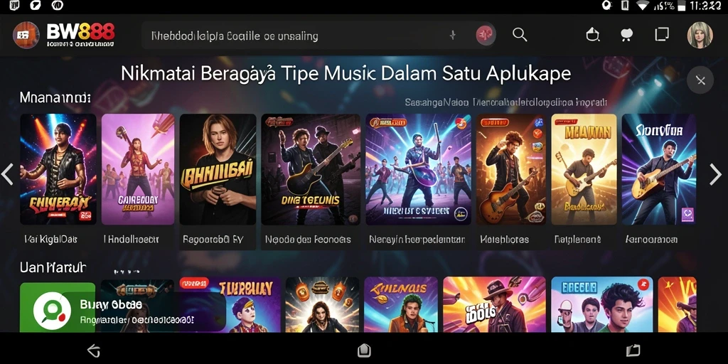 Screenshot BW888 menampilkan antarmuka gameplay musik yang interaktif dan menarik.
