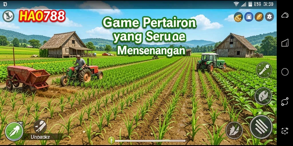 Tampilan gameplay HAO788 menampilkan kegiatan bertani yang seru dan interaktif.