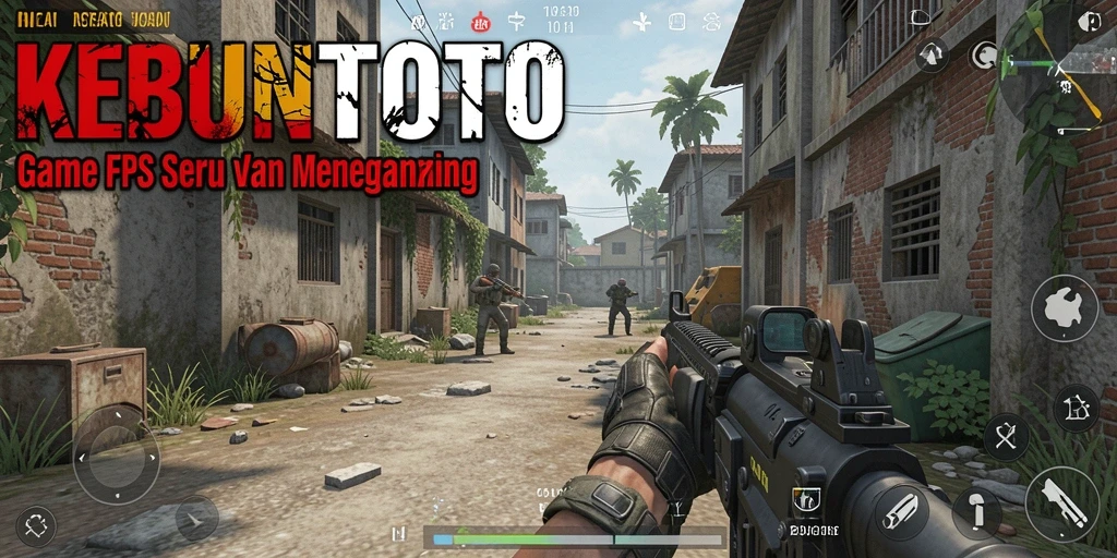 Tampilan screenshot KEBUNTOTO menampilkan aksi tembak-menembak yang intens.