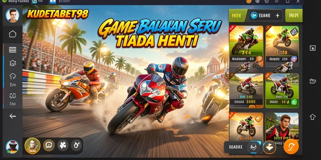 Tampilan menarik dari gameplay balapan dalam KUDETABET98.