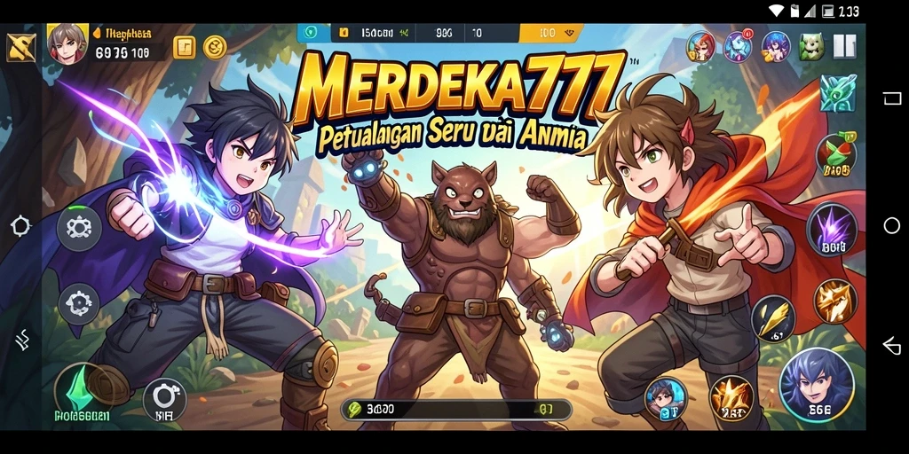 Screenshot gameplay MERDEKA777 yang menampilkan aksi pertarungan karakter Anime.