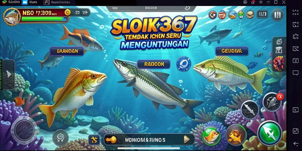 Tampilan gameplay seru dari SLOT367 saat menembak ikan.