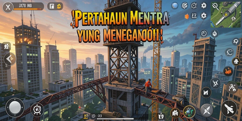 Tampilan menara pertahanan dalam aksi saat melawan gelombang musuh.